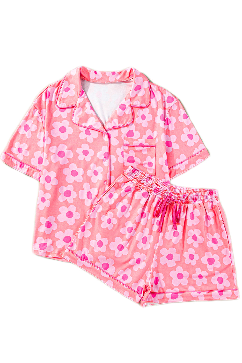 Pink Flower Shorts Pajamas Set
