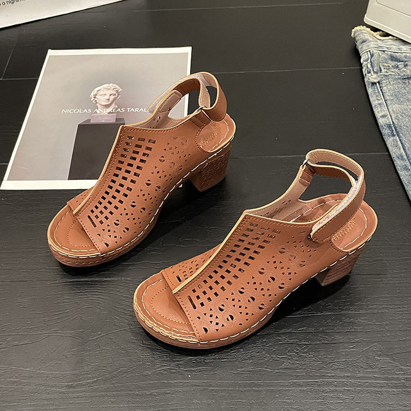 Women’s Roman Block Heel Sandals – Die Cut Open Toe Ankle Strap Comfort Heels CJ Dropshipping Die Cut Low Block Heel Sandals