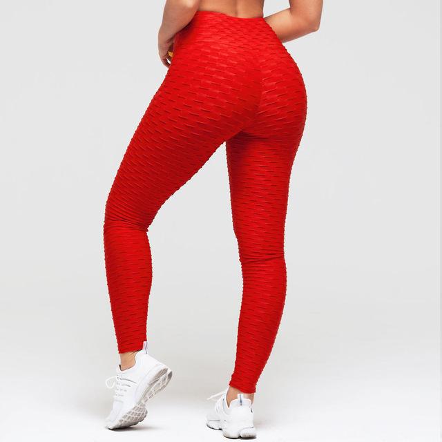 Red Booty Lifting Anti Cellulite Scrunch Leggings