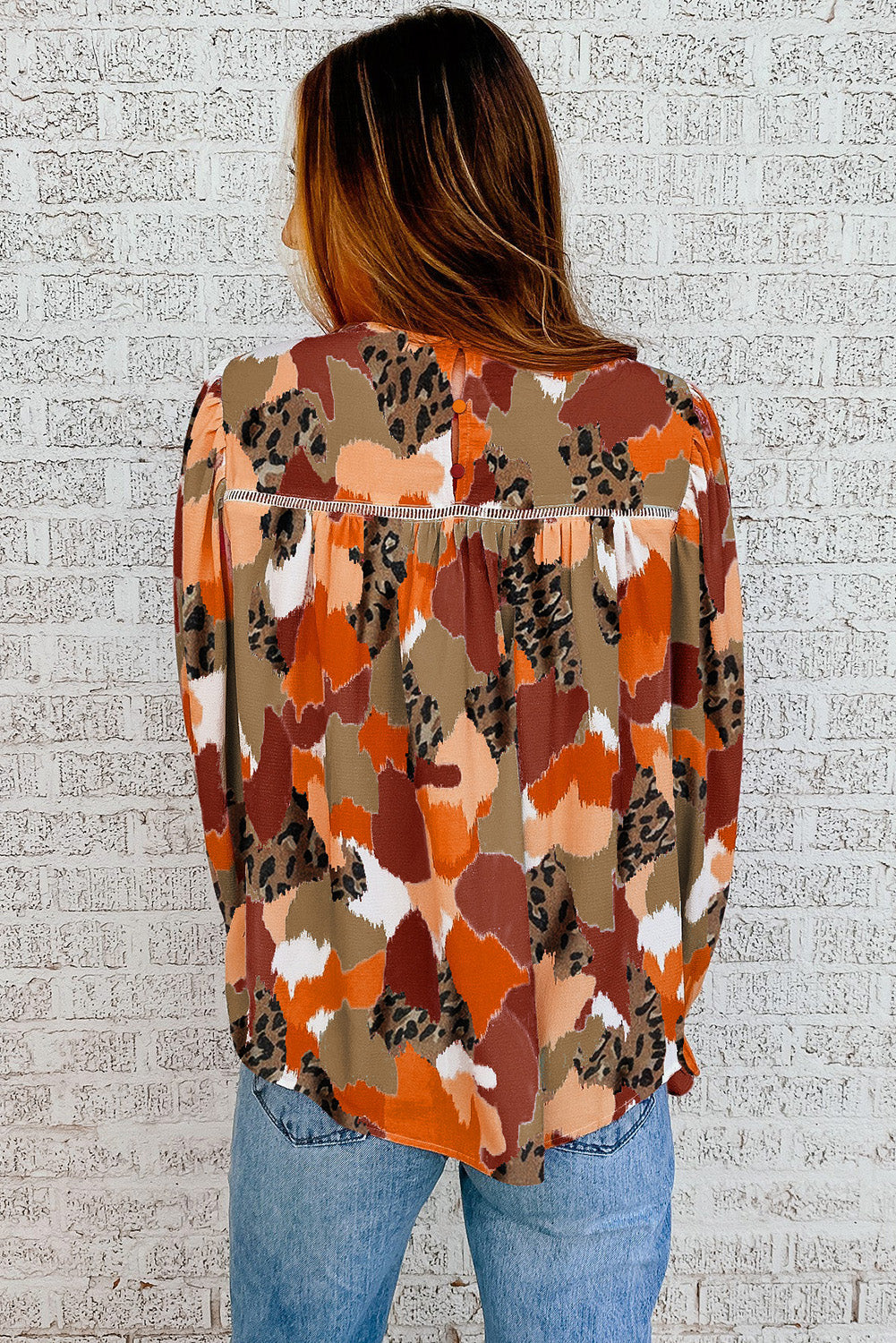 Fall Abstract Long Sleeve Blouse