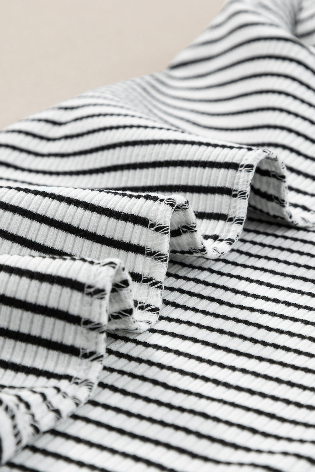 White Striped Ribbed Sleeveless Top