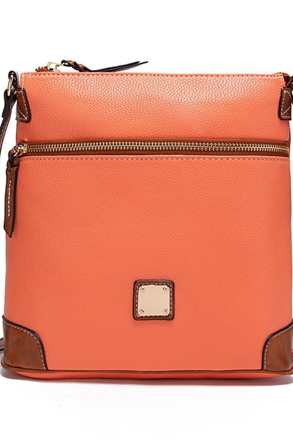 Tangerine PU Leather Crossbody Bag