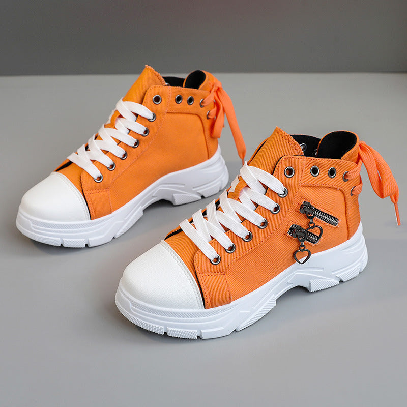 Orange New Canvas Block Heel Platform High Tops