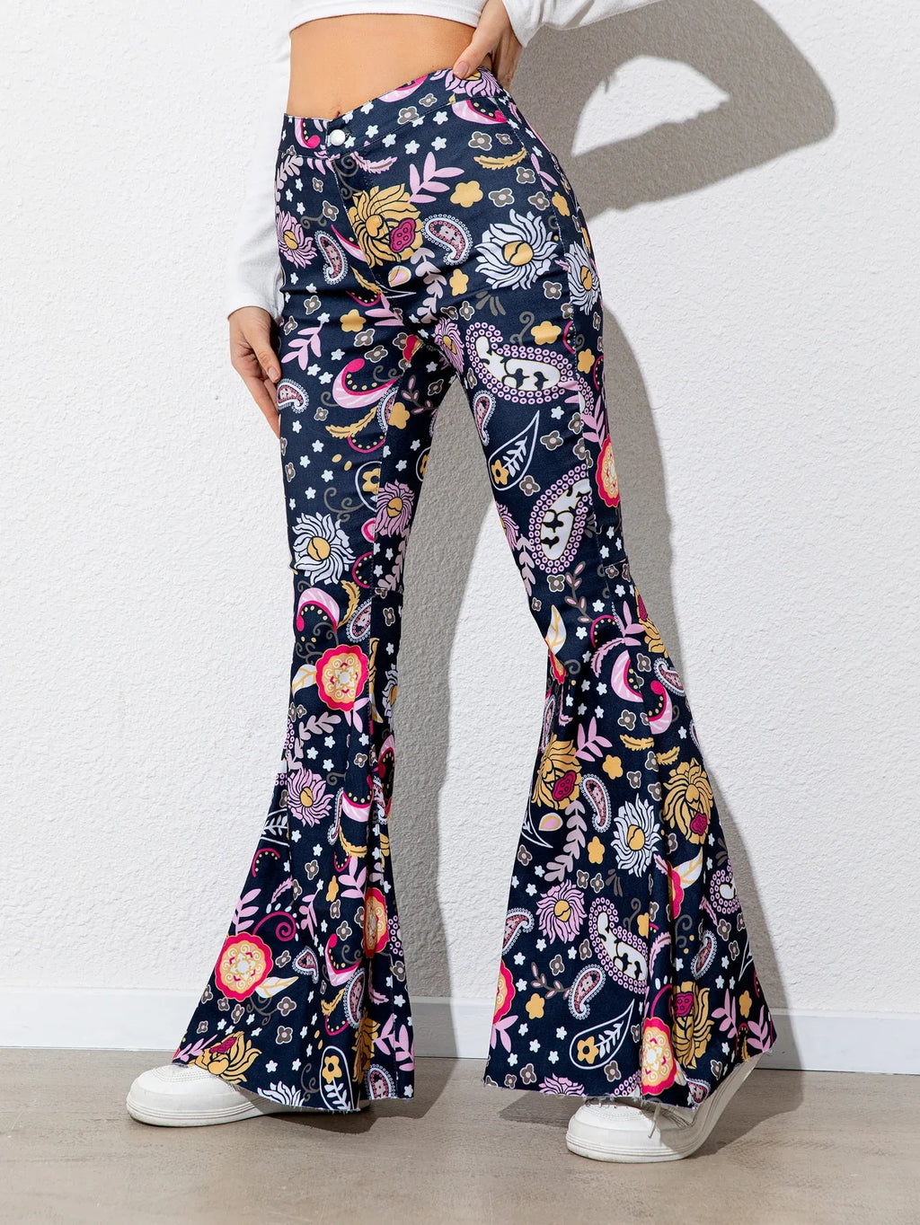 Printed High Waist Flare Leg Pants Bazarre Mart Flare Leg Pants