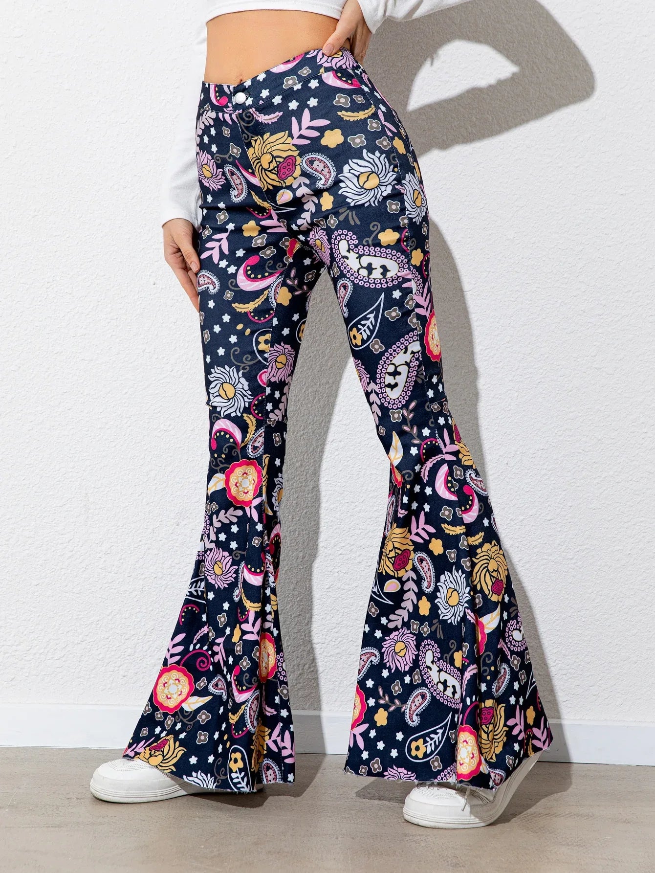 Printed High Waist Flare Leg Pants Bazarre Mart Flare Leg Pants