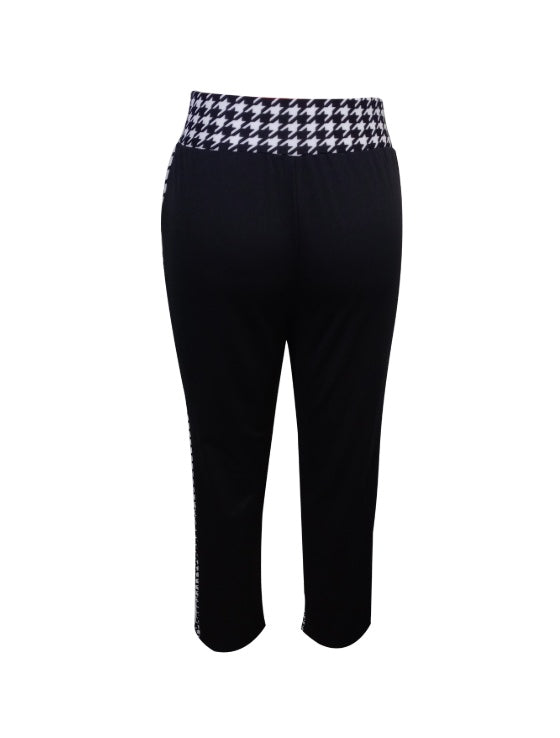 Ladies' Solid Color Herringbone Button Fashionable Slimming Pants