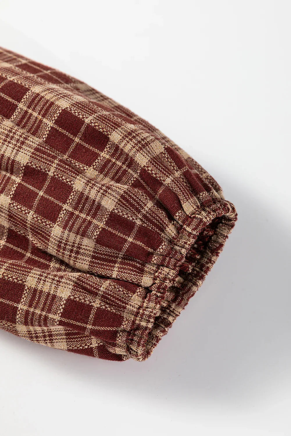 Red Plaid Lace Trim Long Sleeve Blouse Bazaare Mart Tops/Blouses & Shirts