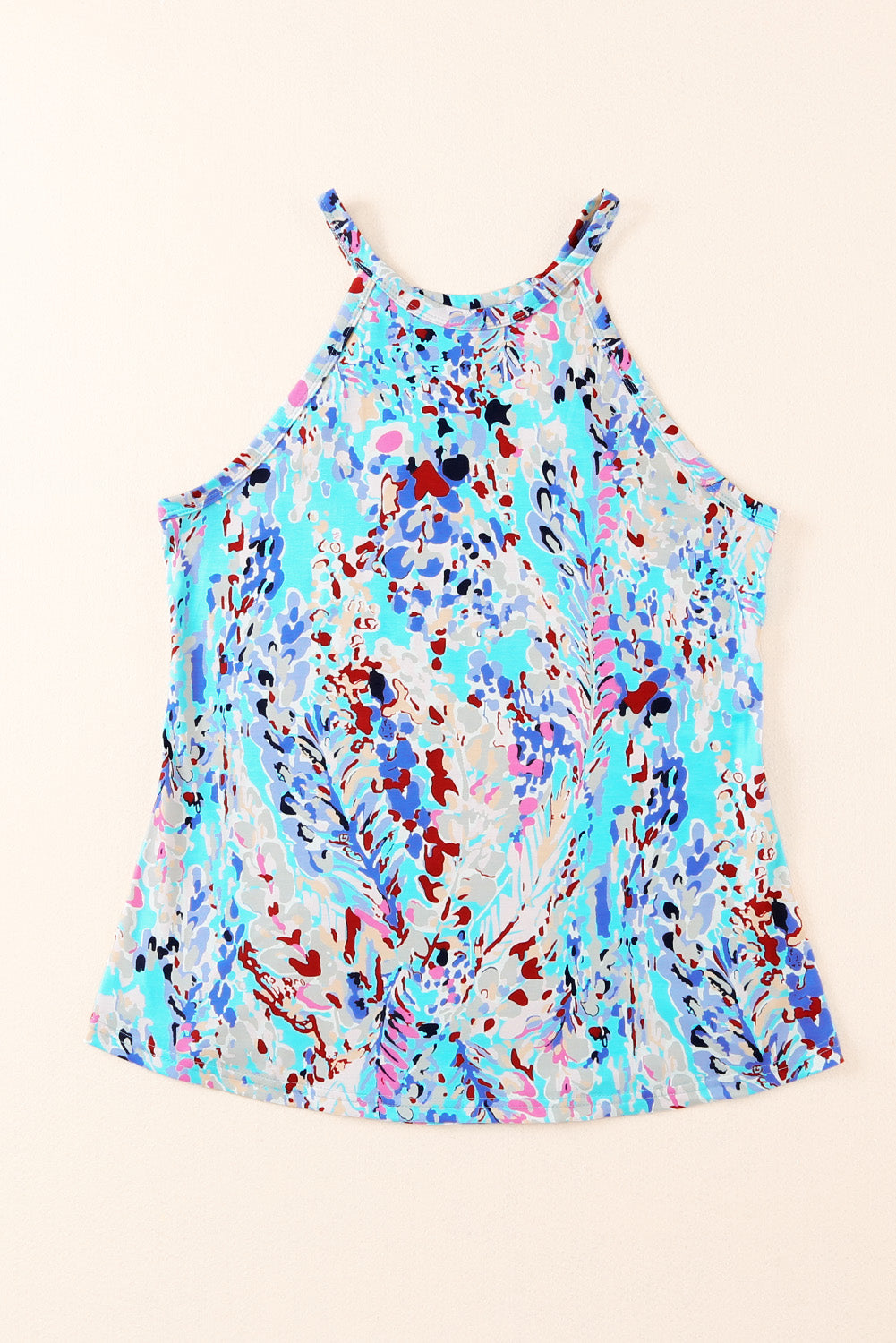 Multicolor Floral Print Round Neck Plus Size Tank Top