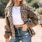 Brown Sherpa Leopard Print Jacket Bazarre Mart Outerwear/Jackets