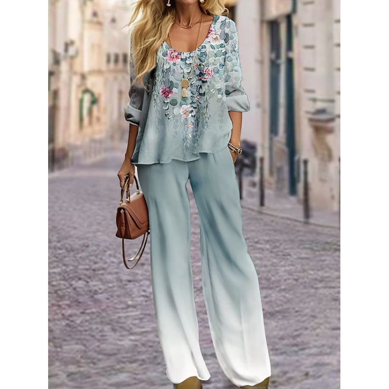 Colorful Abstract Hombre Linen 2pc. Pants Suit