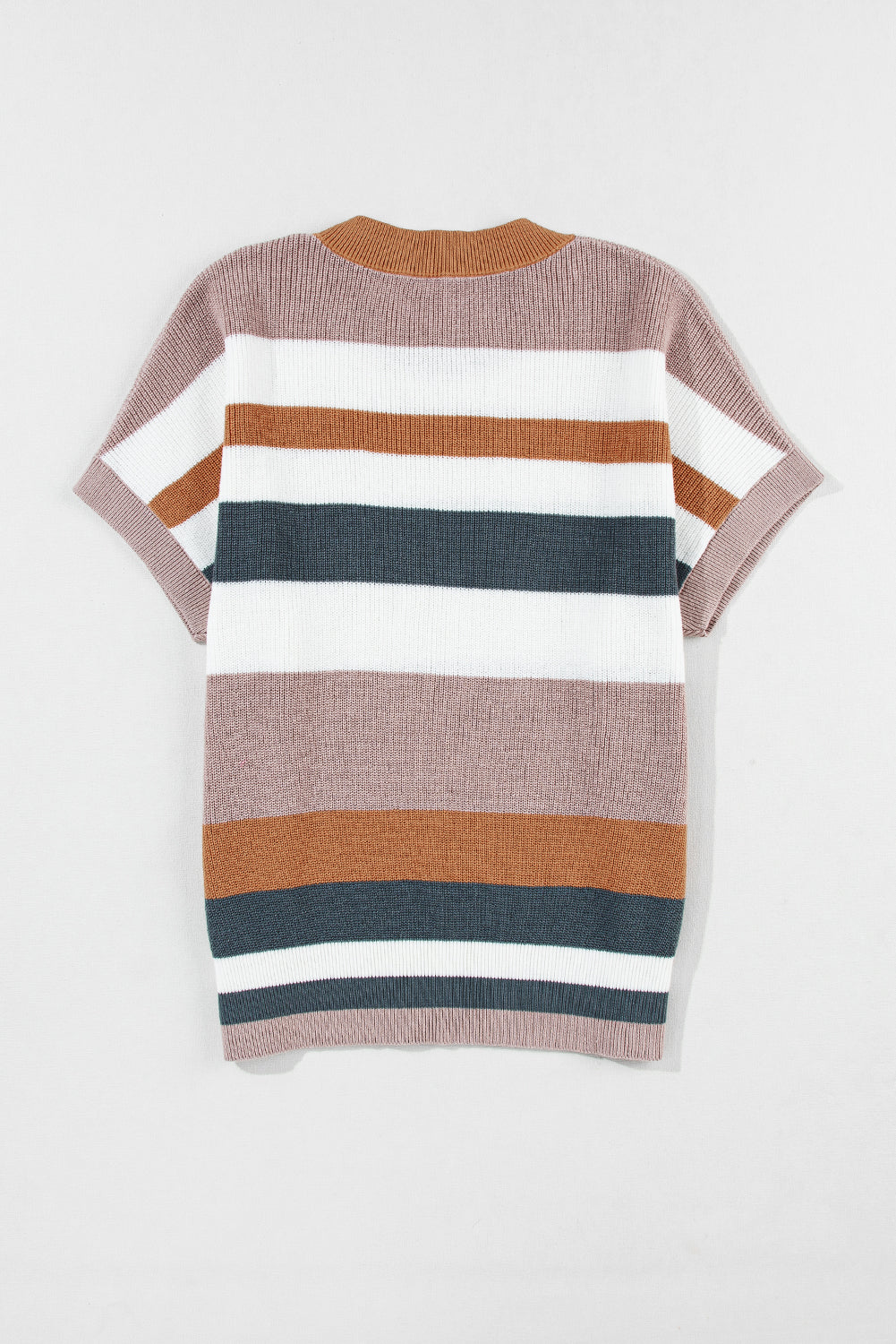 Taupe Classic Round Neck Colorblock Knit Sweater