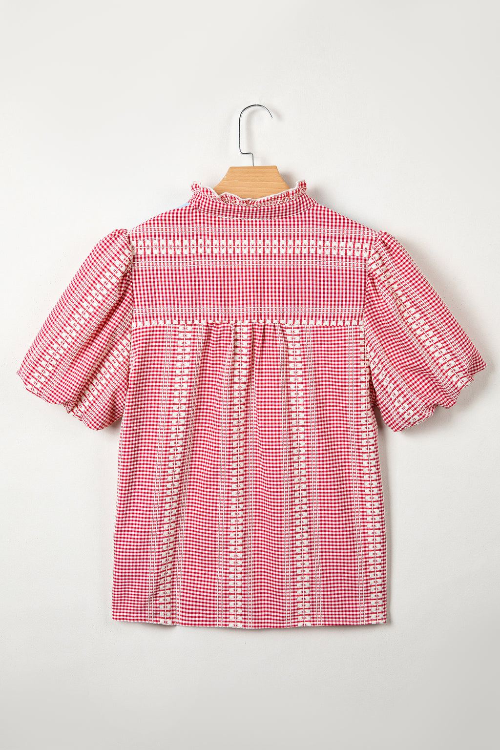 Western Horse Embroidered Gingham Blouse – Puff Sleeve Rustic Summer Top Dear-Lover Dropshipping Tops/Blouses & Shirts