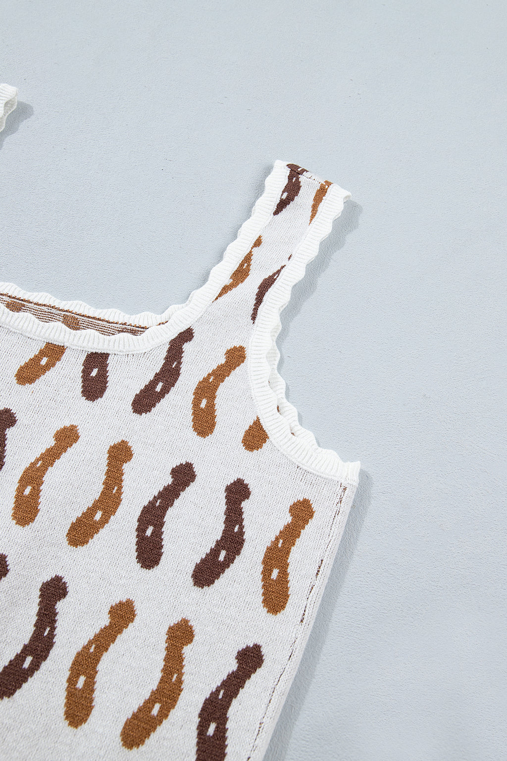 Western Leopard Horseshoe Tank Top – Scalloped Square Neck Knit Cami Dear-Lover Dropshipping Sweaters & Cardigans/Sweater Vests