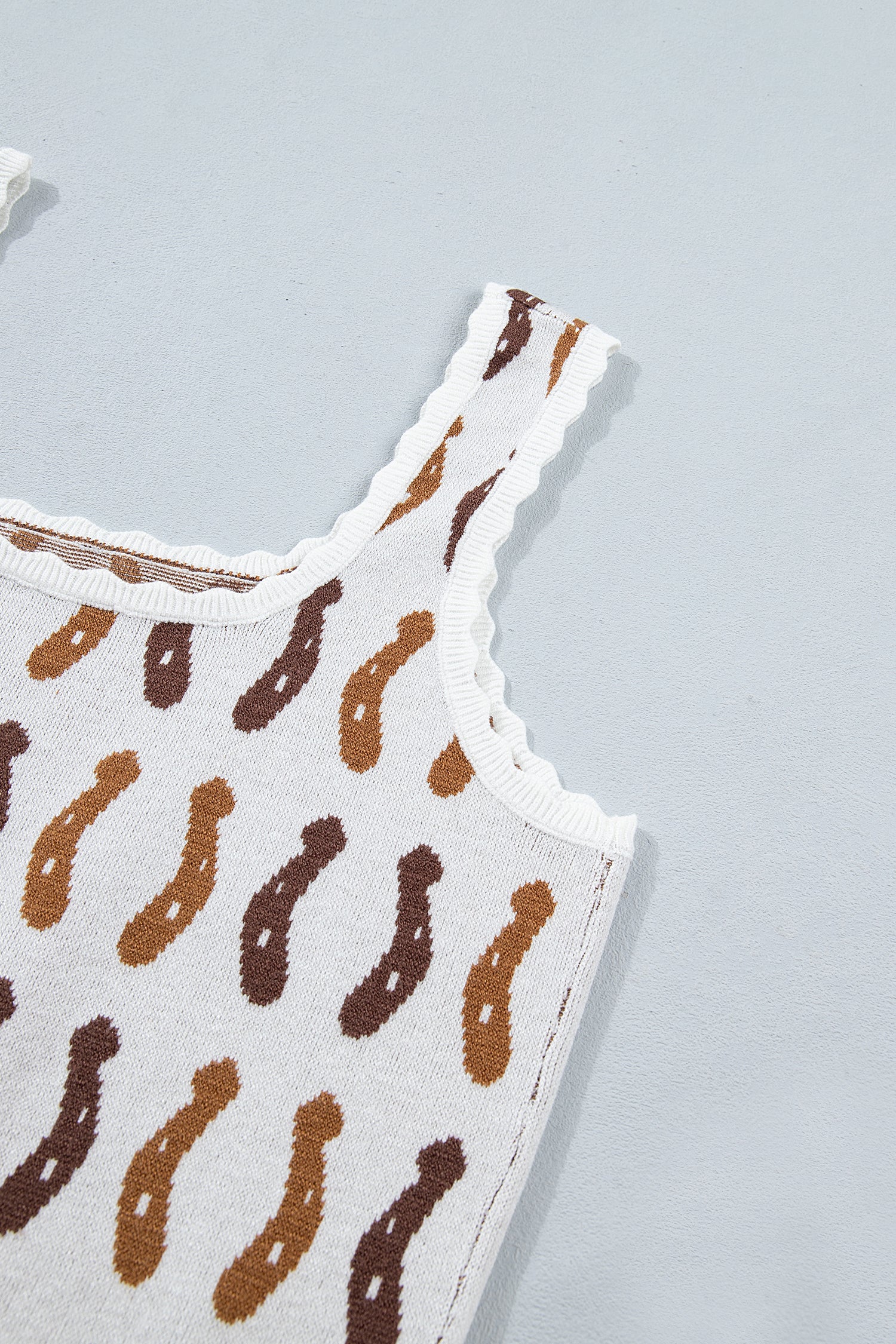 Western Leopard Horseshoe Tank Top – Scalloped Square Neck Knit Cami Dear-Lover Dropshipping Sweaters & Cardigans/Sweater Vests