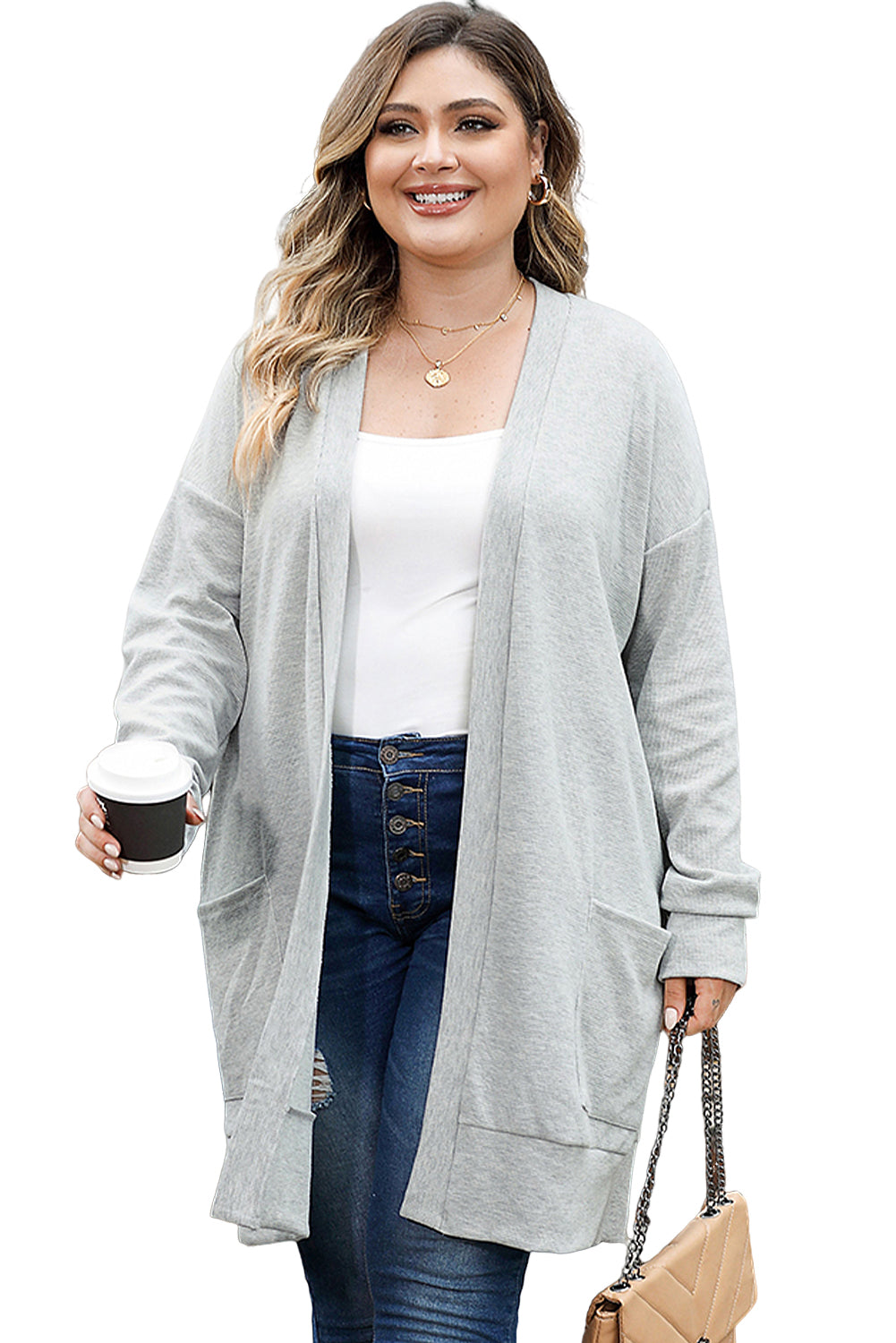 Thermal Knit Pocketed Cardigan