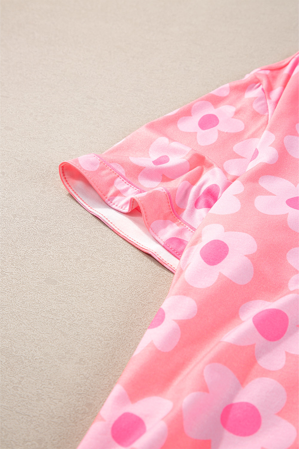 Pink Flower Shorts Pajamas Set