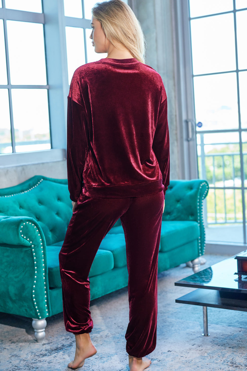 Wine Velvet Lounge Set