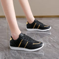 Women's Flat Low Top Sports Shoes Black CJ Dropshipping Shiny Gold Low Tops