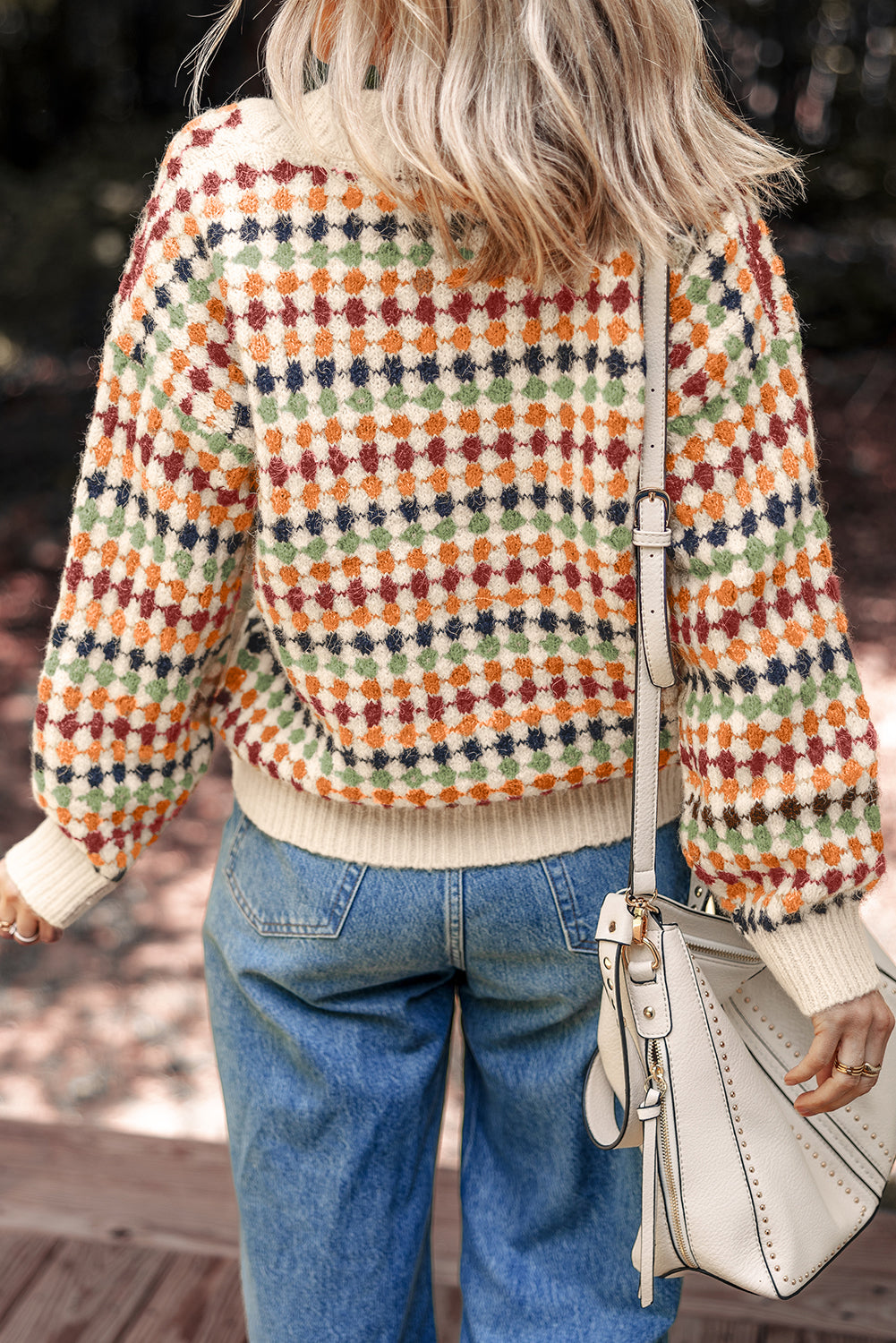 Multicolor Dotty Pattern Cardigan