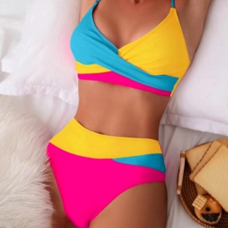 Yellow Triple-Color 2pc Swimsuit
