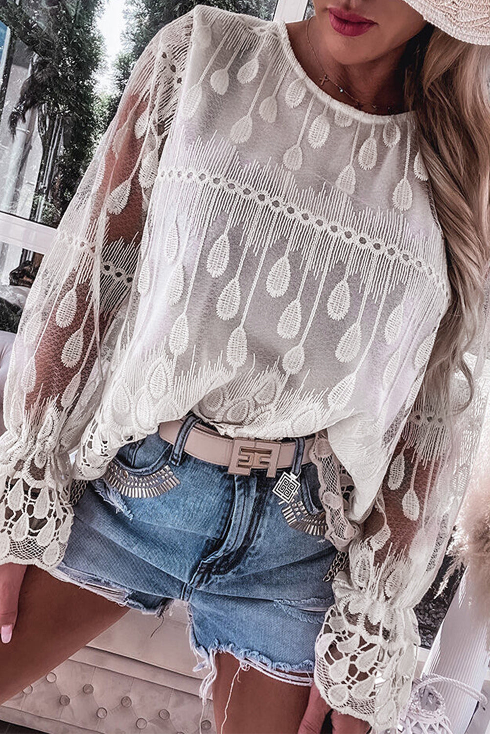 Long Sleeve Lace Blouse