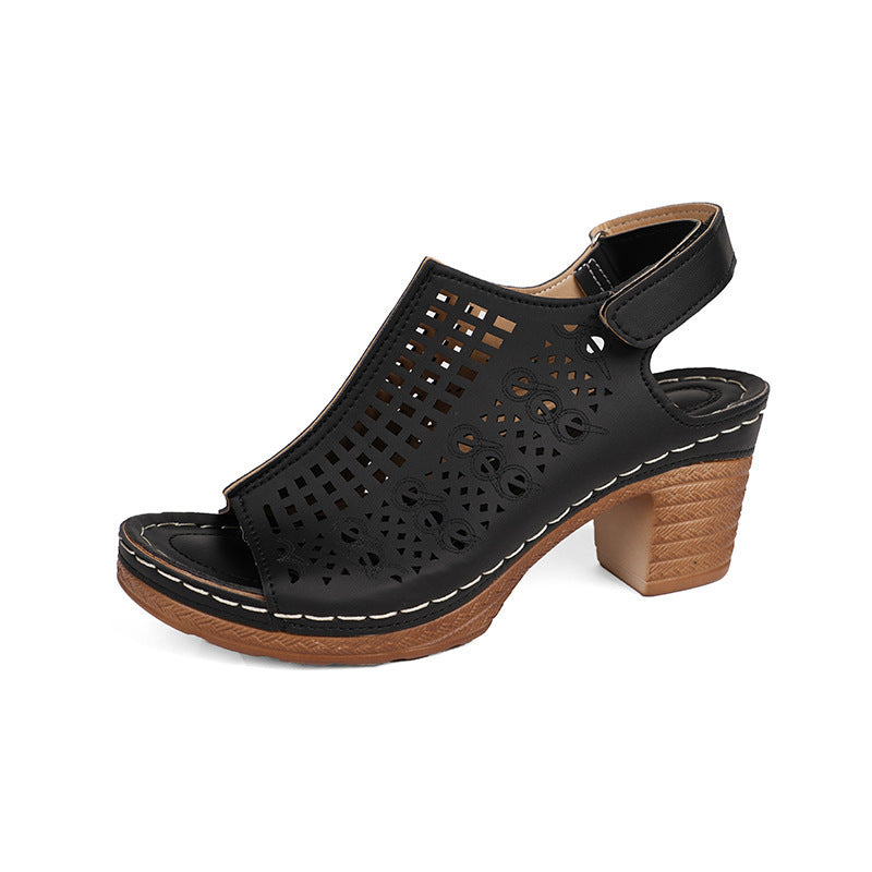 Women’s Roman Block Heel Sandals – Die Cut Open Toe Ankle Strap Comfort Heels CJ Dropshipping Die Cut Low Block Heel Sandals