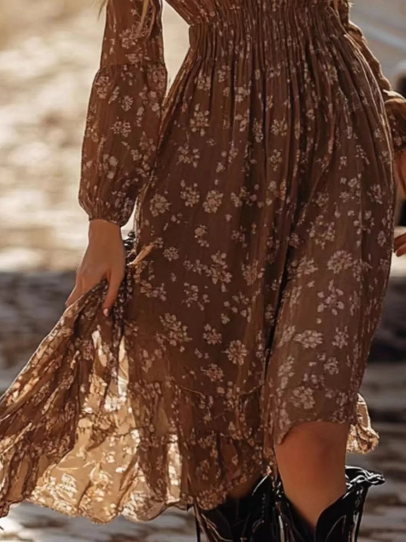 Floral Print Long Sleeve Dress Trendsi Floral Print Long Sleeve Dress