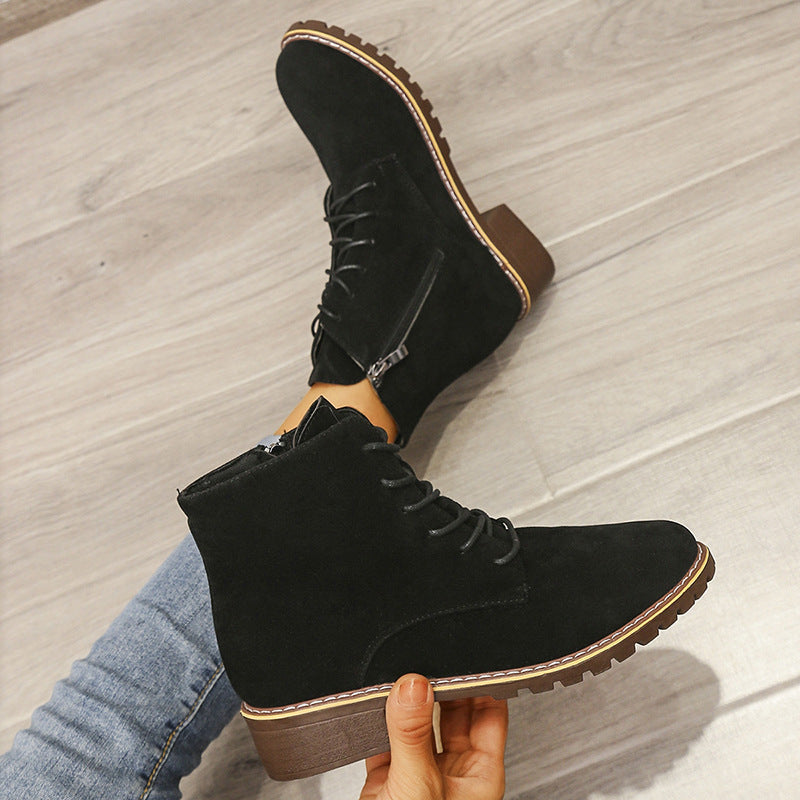 Suede Round Toe Martin Boots