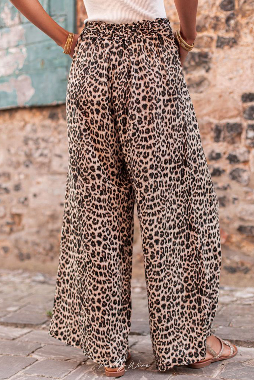 Back of Leopard Wide Leg Pants