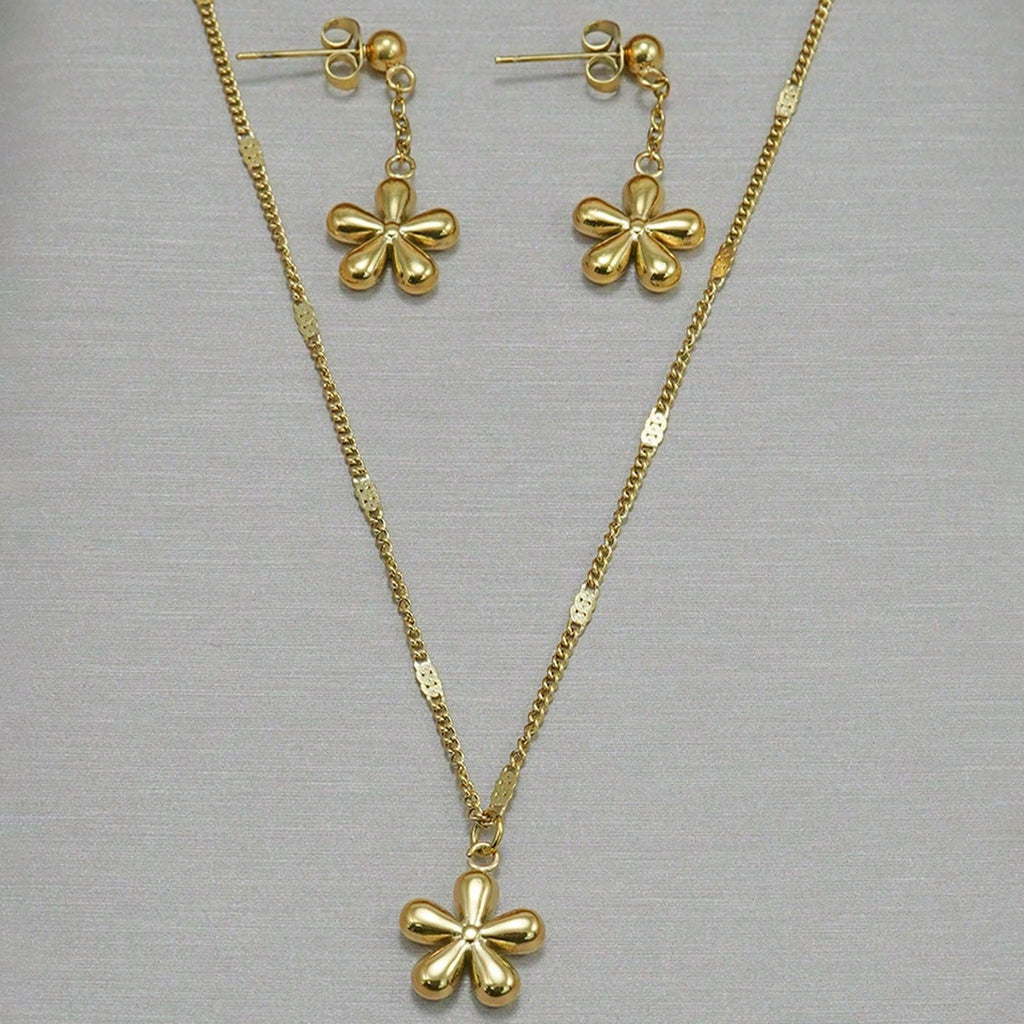 18K Gold Plated Floral Jewelry Set