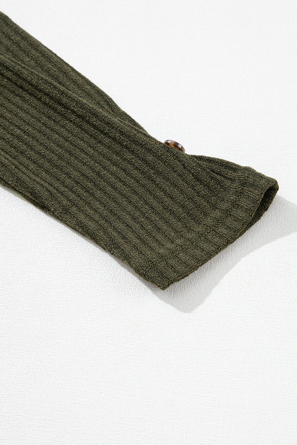 Army Green Rib Textured Henley Knit Top