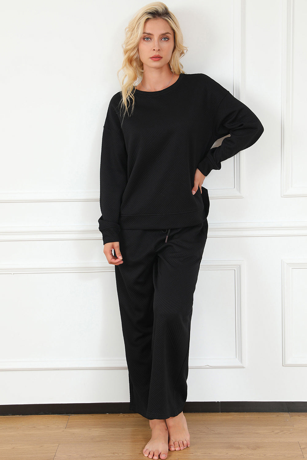 Wide Leg Sweat Pants Set