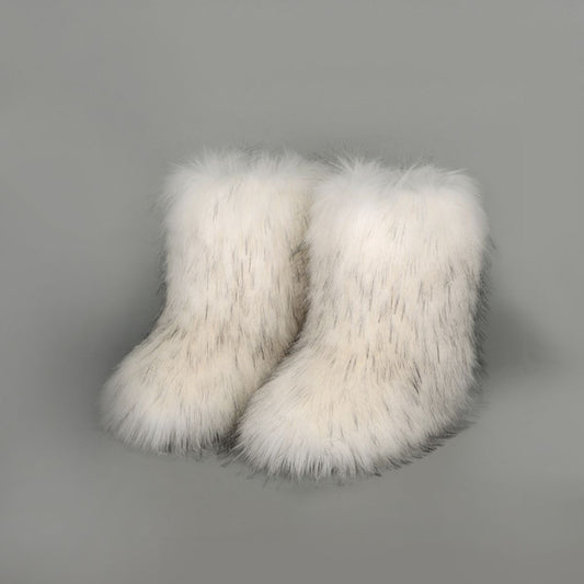 White Furry Boots