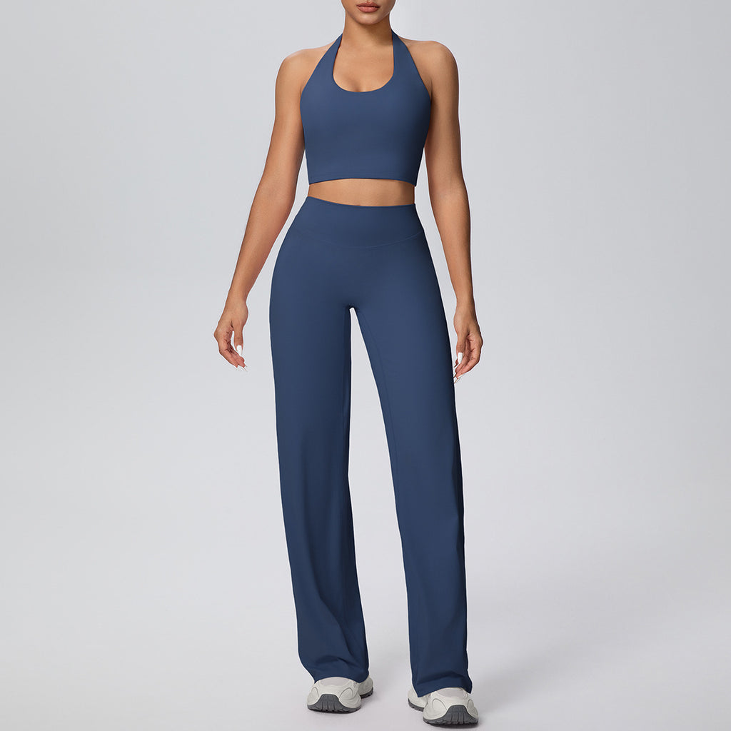 Women’s Sports Bra & Leggings Set – Breathable Two-Piece Fitness Workout Outfit Badge Blue CJ Dropshipping Yoga Outfit