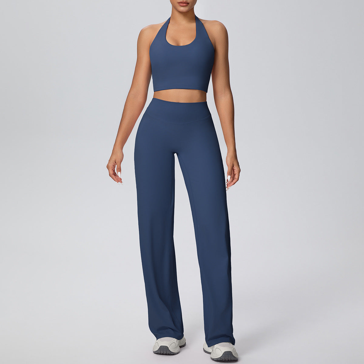 Women’s Sports Bra & Leggings Set – Breathable Two-Piece Fitness Workout Outfit Badge Blue CJ Dropshipping Yoga Outfit