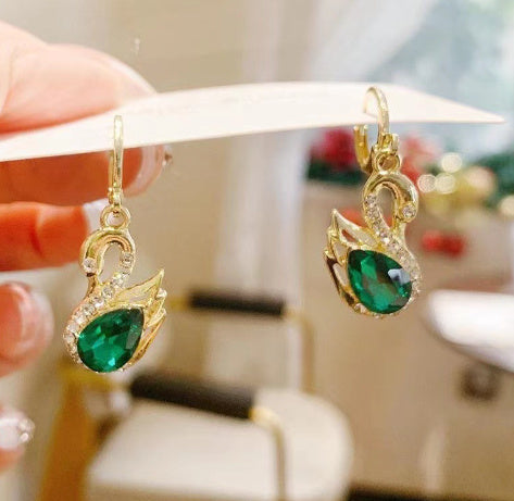 Rhinestone Swan Earrings