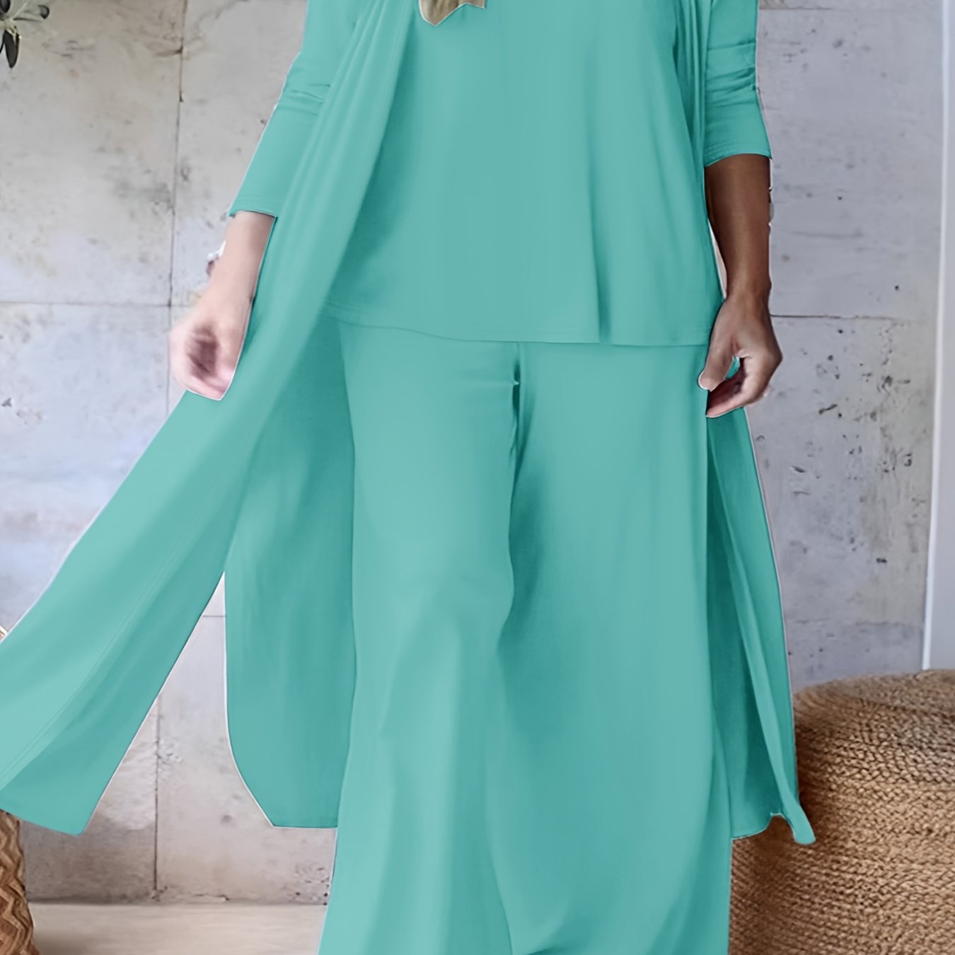 Billowy Plus Size 3pcs Pants Set