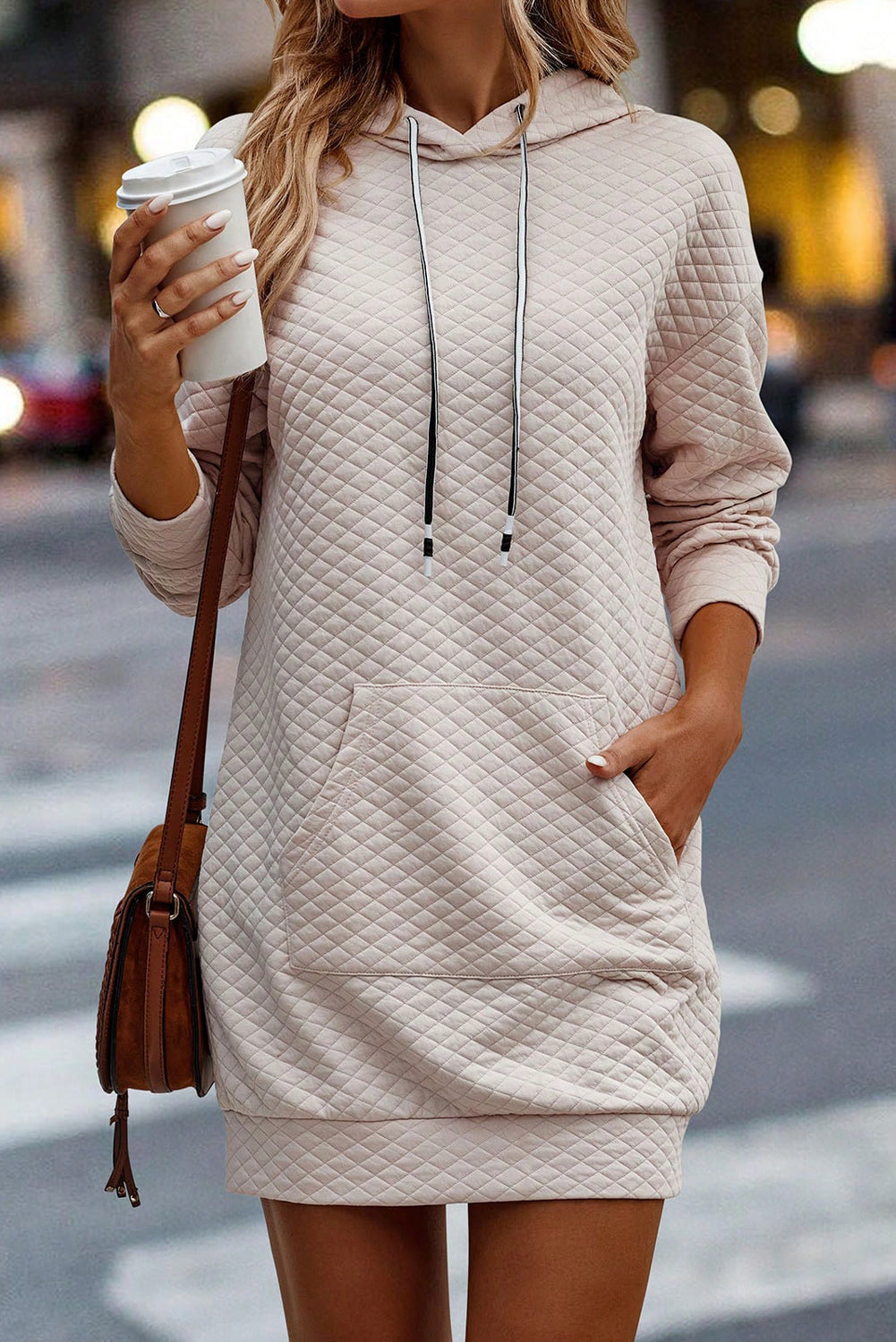 Solid Half Zipper Quilted Pullover Sweatshirt