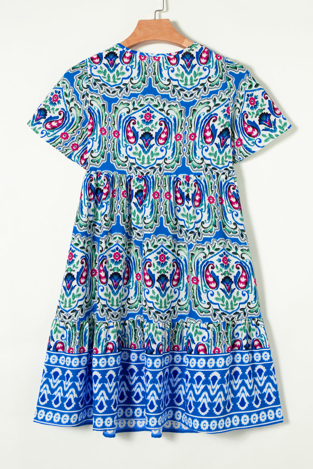 Sky Blue Bohemian Print Dress