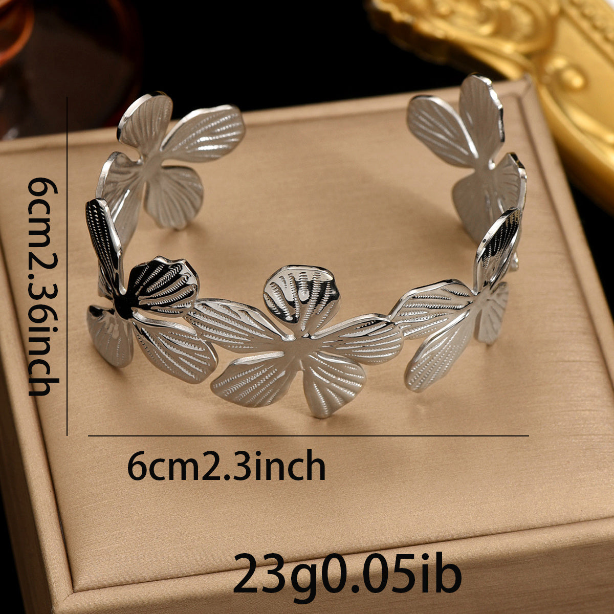 Stainless Steel Floral Bracelet