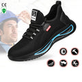 Steel Toe Indestructible Sneakers Black blue trim CJ Dropshipping Shoes