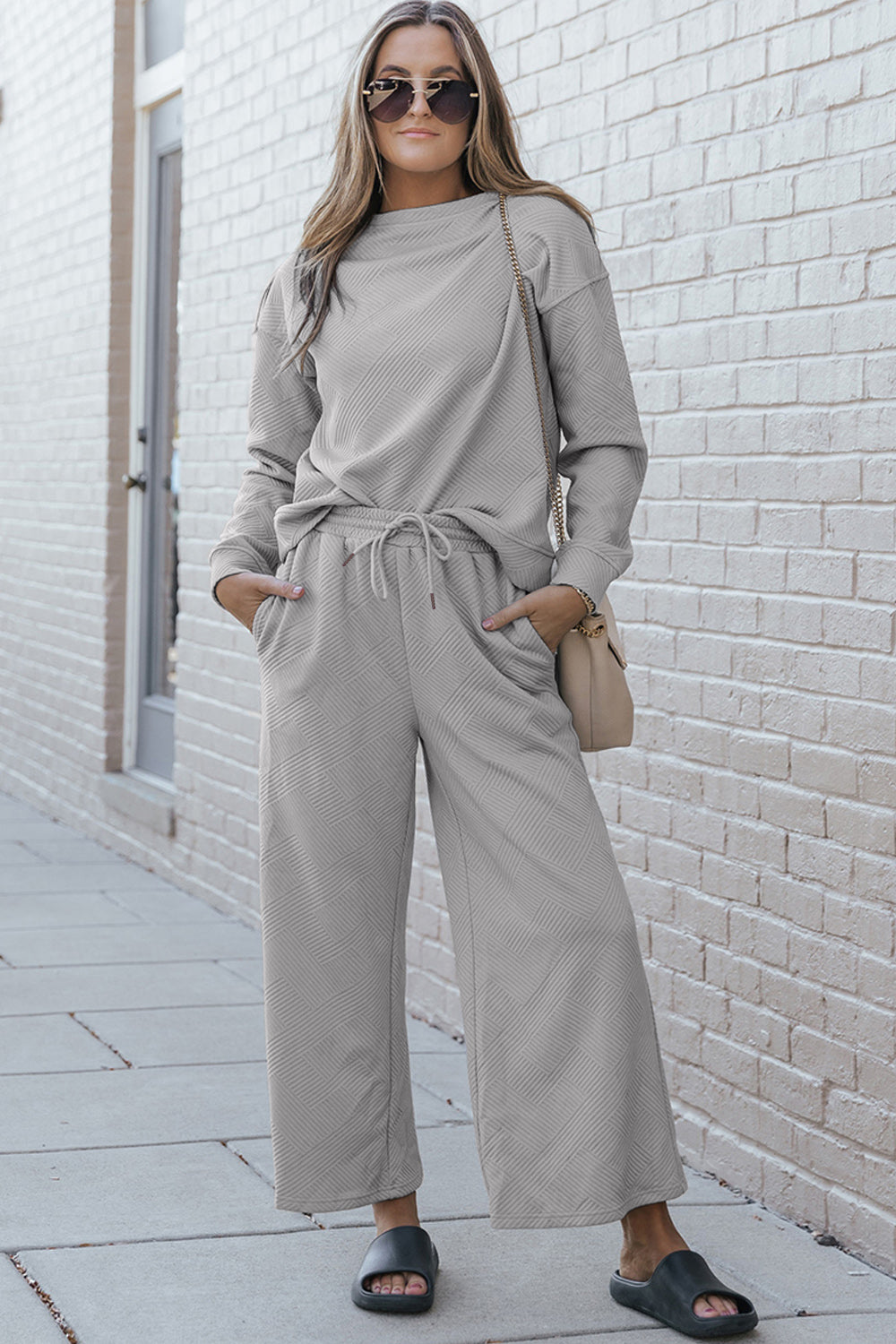 Wide Leg Sweat Pants Set