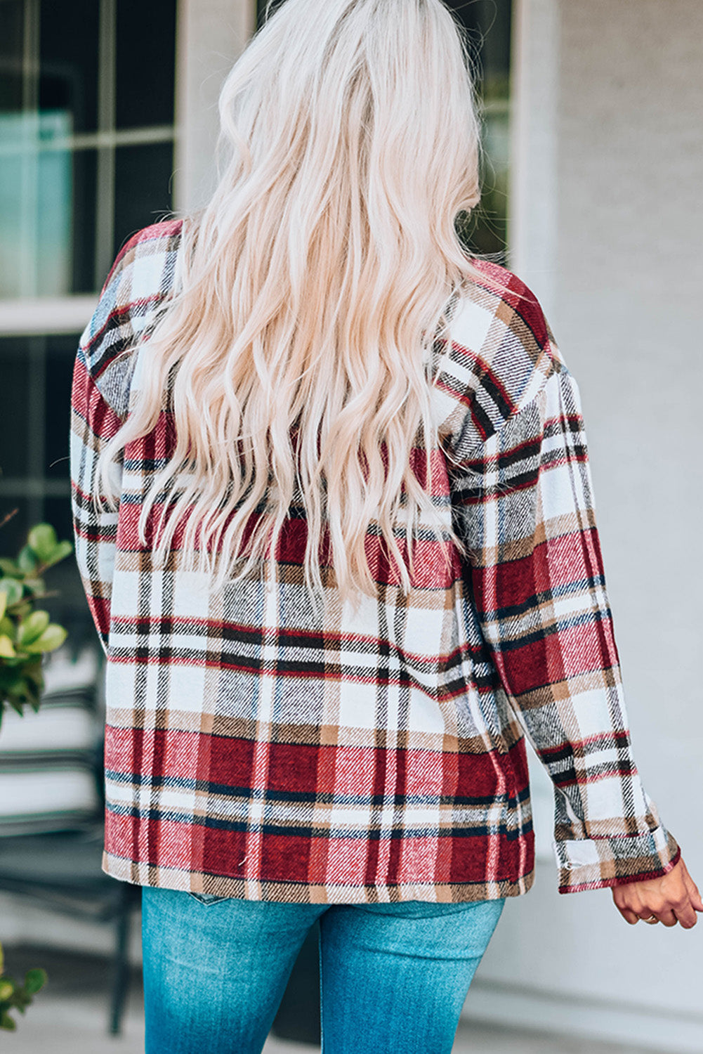 Red Plaid Pocketed Shacket