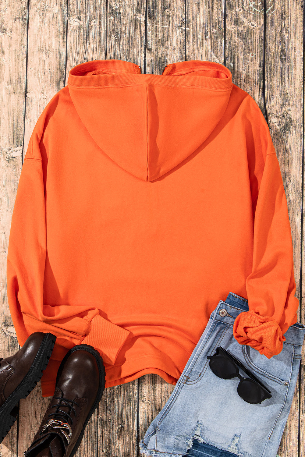 Orange Half Zip Oversized Hoodie