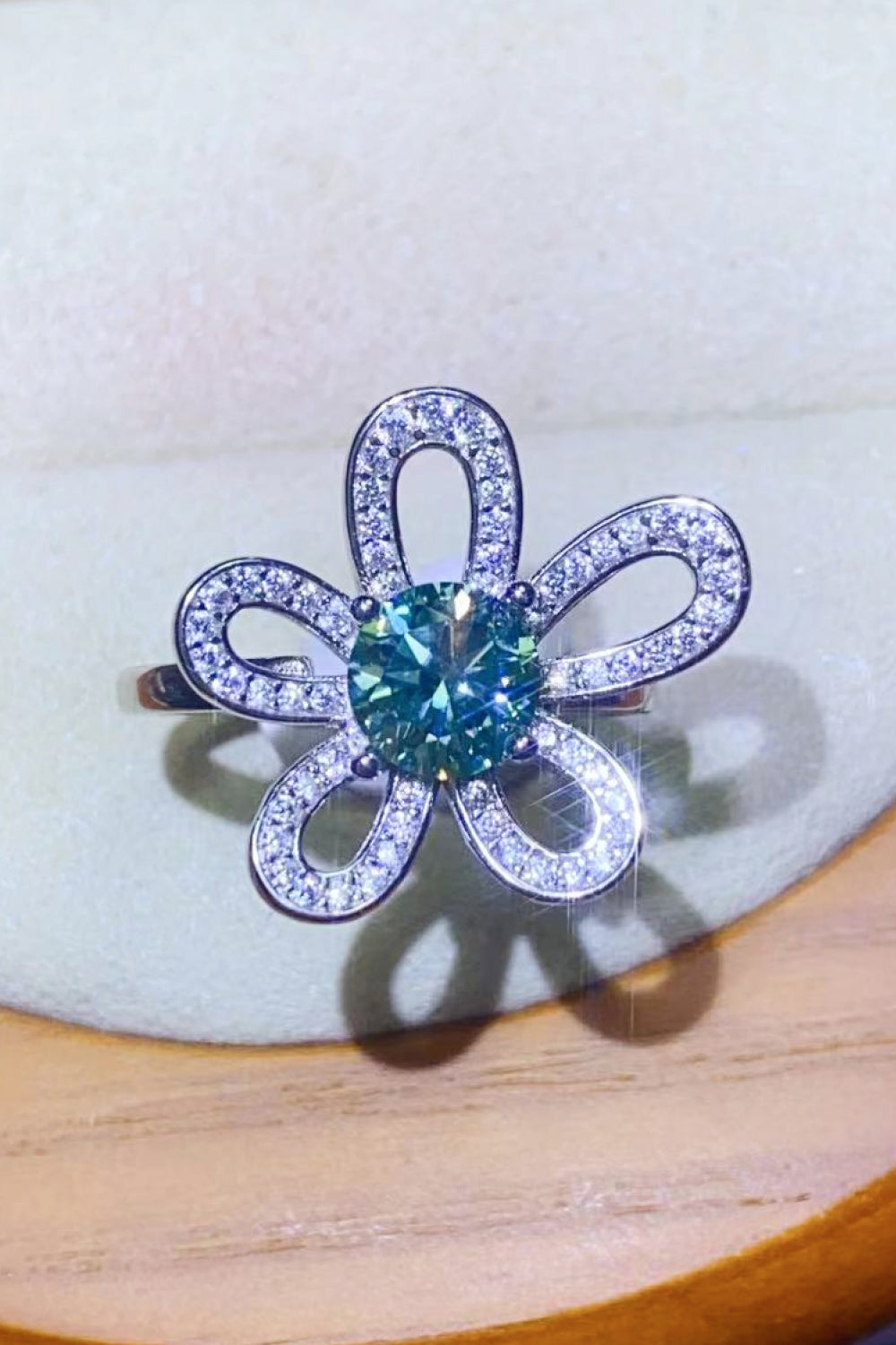 Moissanite Flower Shaped Ring