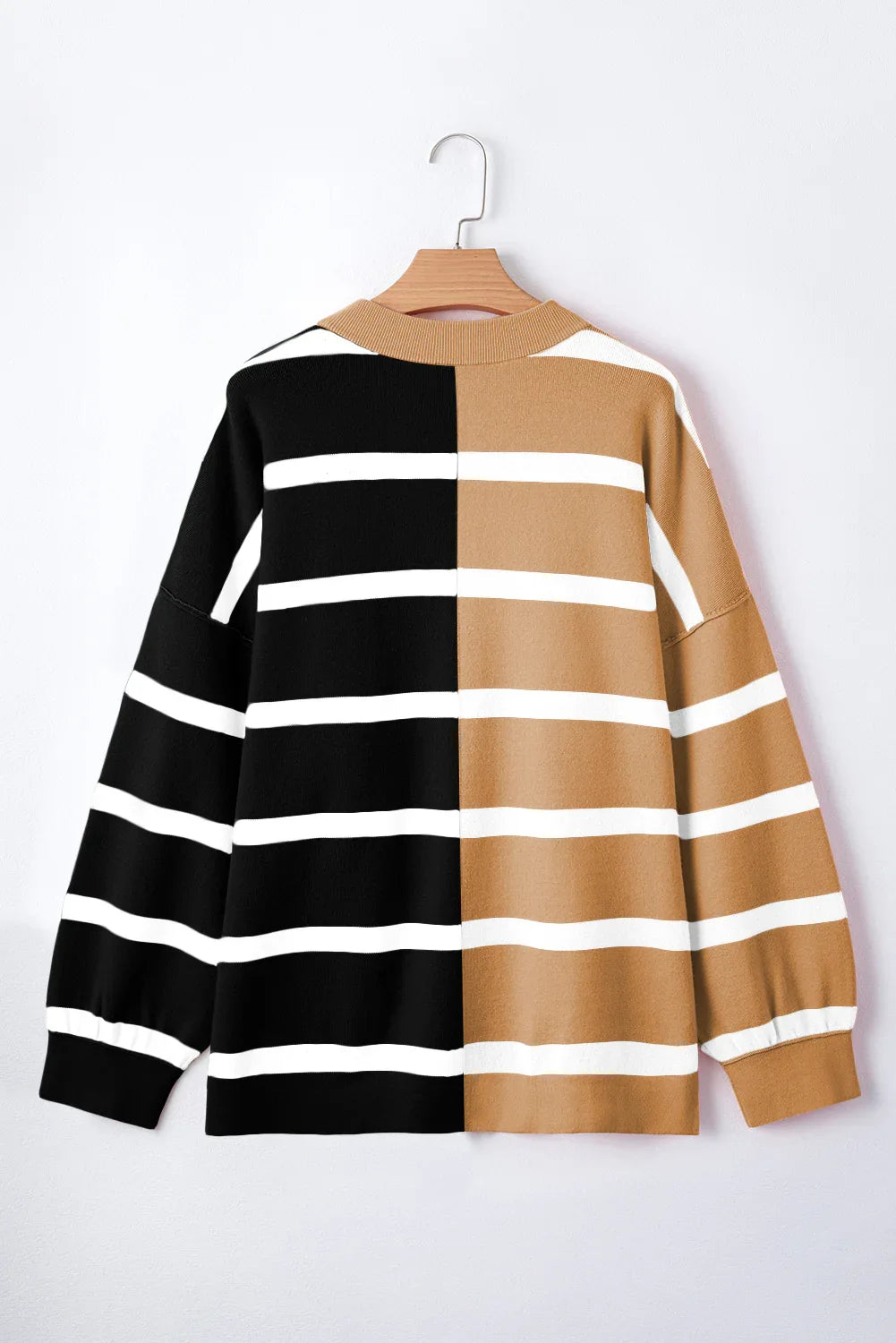 Beige Black White Colorblock Oversized Sweater Bazaare Mart Sweaters & Cardigans/Sweaters