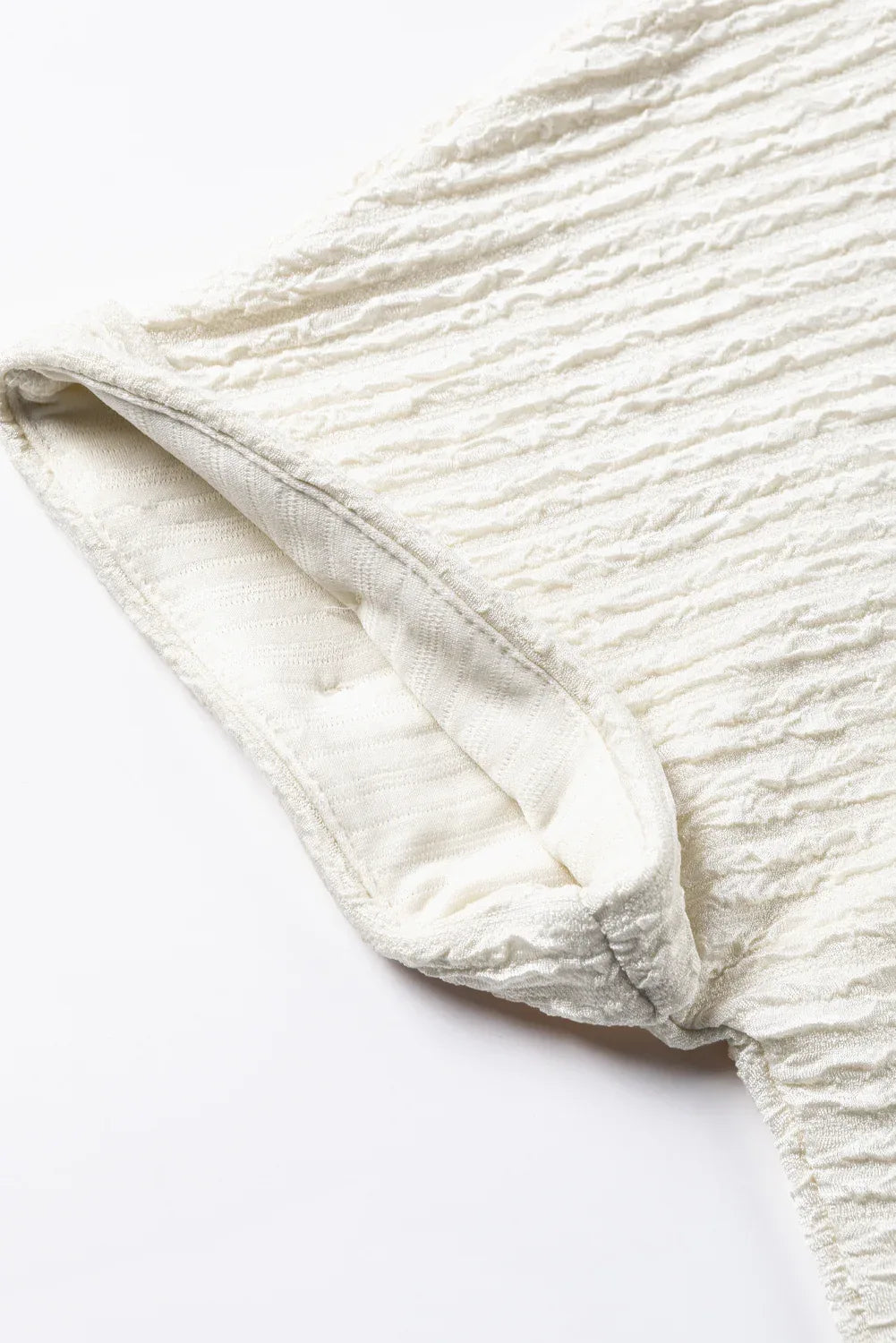 Pale Khaki Textured Wide Sleeve V Neck T Shirt Bazaare Mart Tops/Tops & Tees