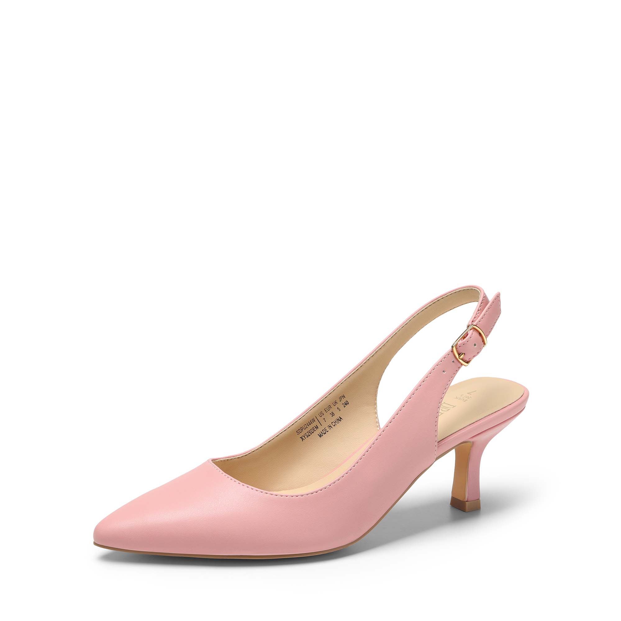 Pointed Toe Low Heel Slingback Kitten Heels