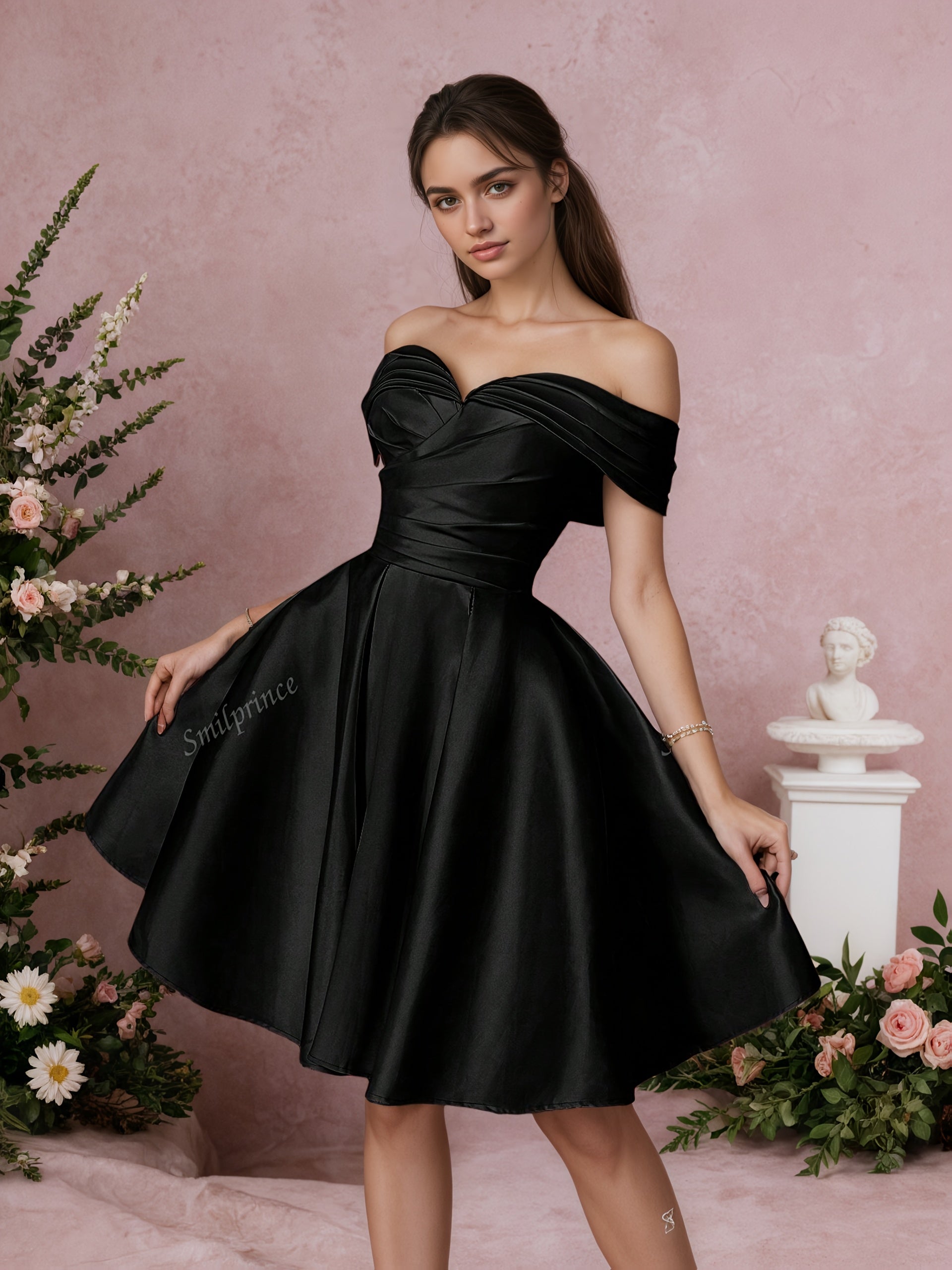 Elegant Sweetheart Off Shoulder Full Skirt Party Dress