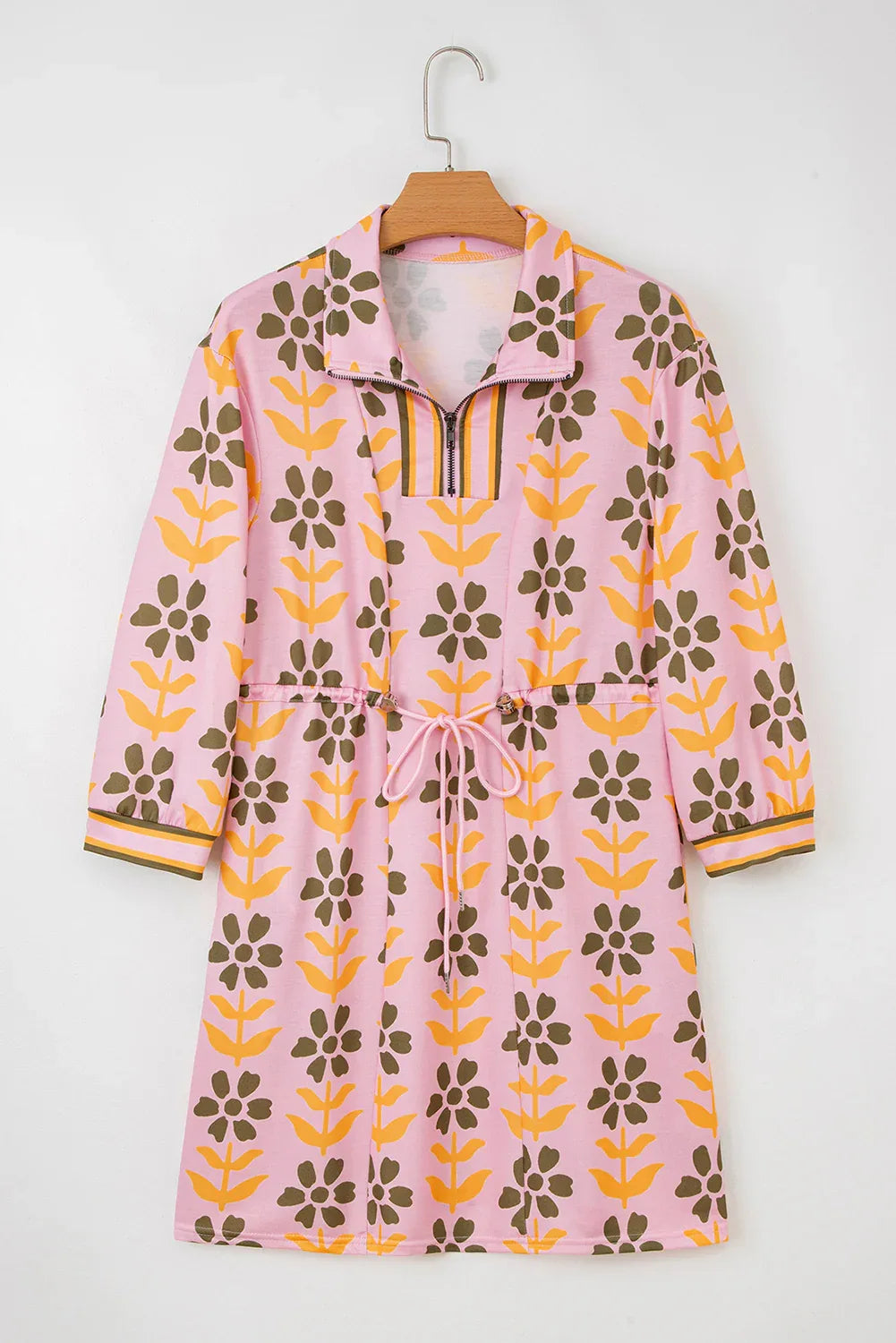 Pink Floral Long Sleeve Dress Bazaare Mart Dresses/Floral Dresses